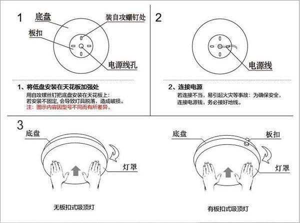 簡易吸頂燈安裝方法 打孔注意事項